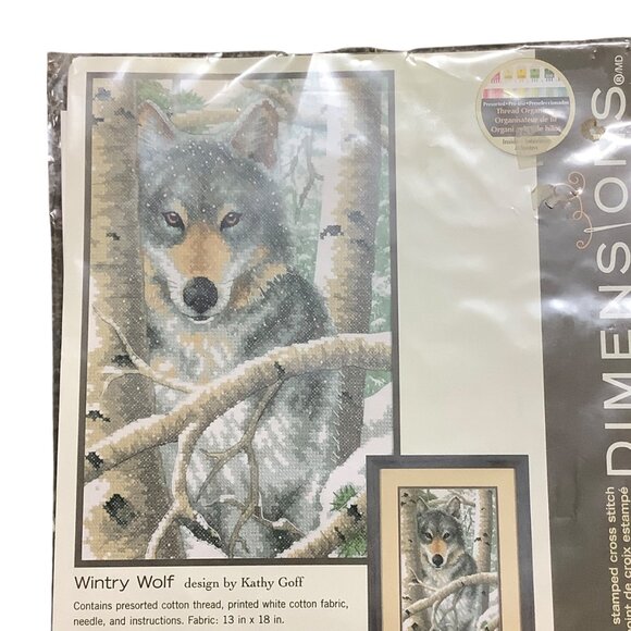 Dimensions Wintry Wolf Cross Stitch Kit 3228 9"x14" Kathy Goff Design NEW NWT - Picture 2 of 6
